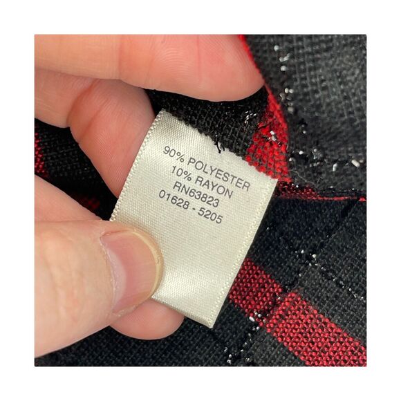 CJ Banks Red and Black Plaid Blazer Jacket Sparkle Shimmer Women’s Size Medium - Picture 7 of 8